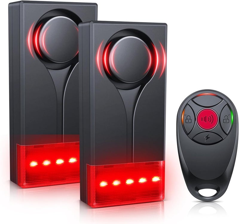 ELECTOP Car Vibration Sound & Light Alarm with Remote, 108dB Automobile Anti-Theft Vibration Alert, Anti-Theft LED Flashing Security Light Wireless Remote Vehicle Security Alert with 2pcs Alarm - Image 1